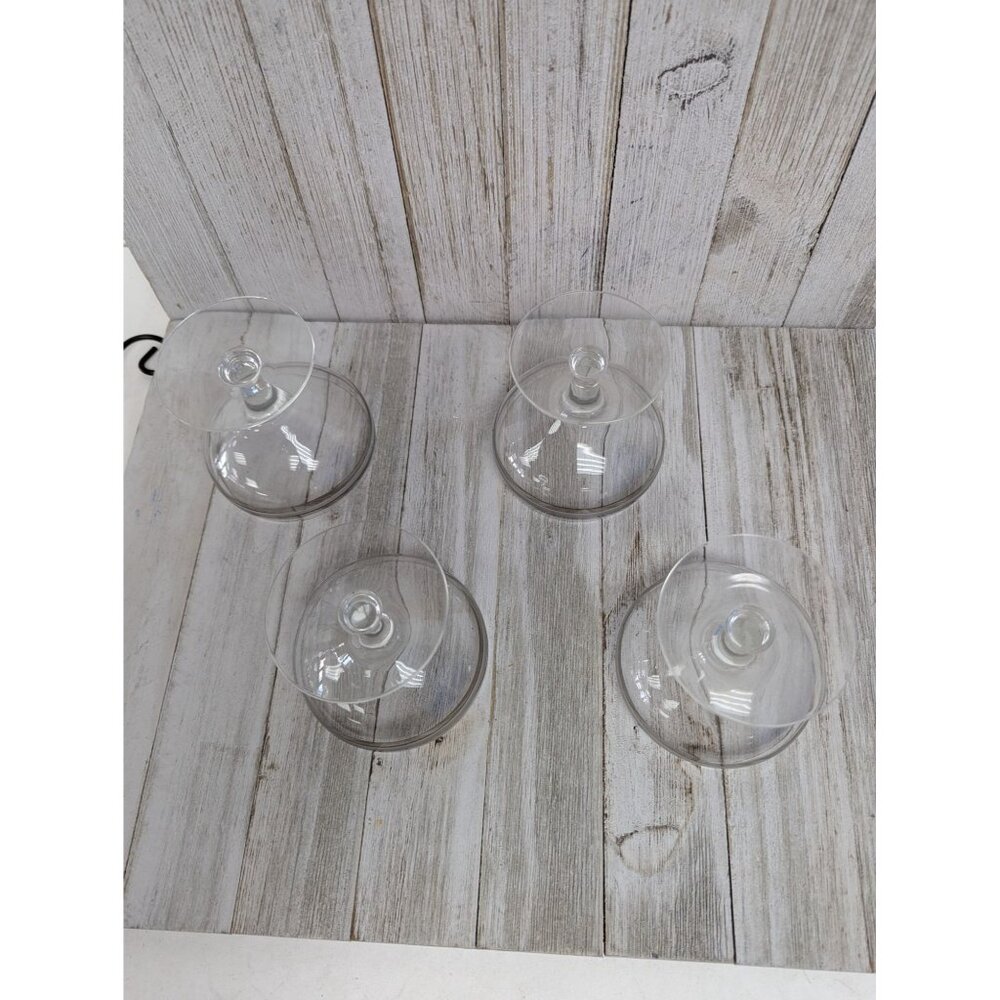 Champagne Glasses 3 3/8" Stemmed Set of 4 Silver Bands - Picture 6 of 6